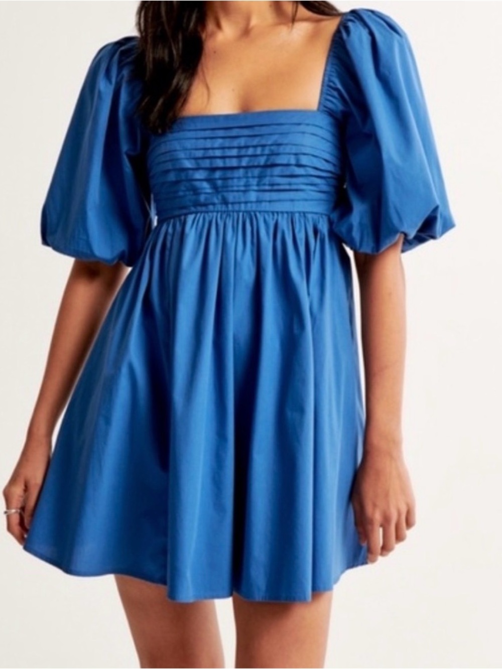 Abercrombie & Fitch Mini Poplin Blue Puff Sleeve Dress XS
